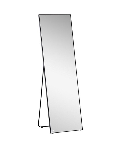 62.5" Wall Hanging Full Length Mirror, Standing Bathroom Mirror, Black