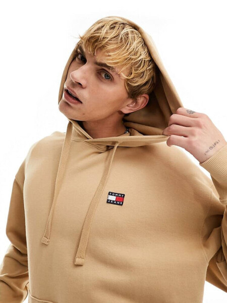 Tommy Jeans relaxed XS badge logo hoodie in sand