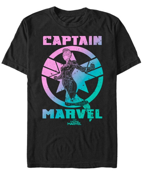 Marvel Men's Captain Marvel Flying Gradient Logo, Short Sleeve T-shirt