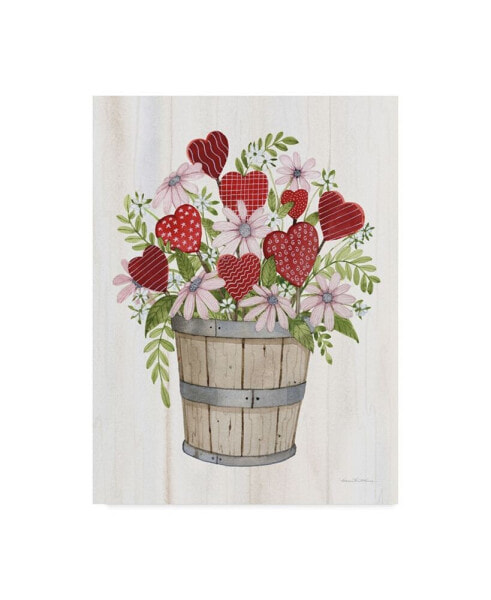 Kathleen Parr Mckenna Rustic Valentine Bushel Basket Canvas Art - 37" x 49"