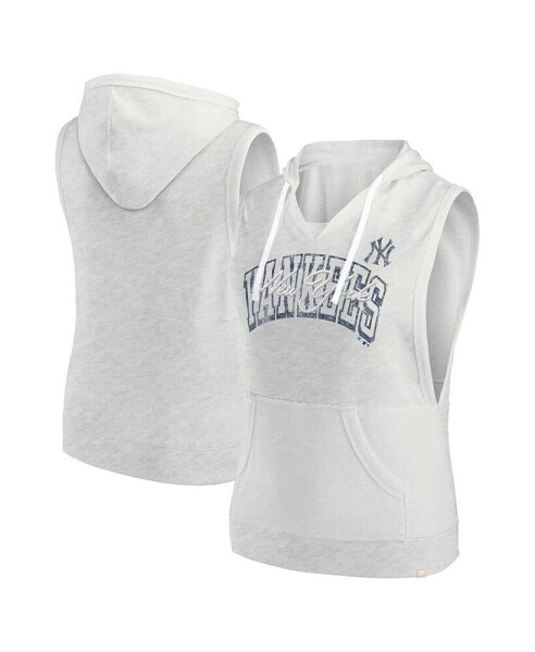 Women's Ash New York Yankees Lounge Script Sleeveless Pullover Hoodie