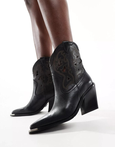 Bronx New Kole western heeled ankle boots in black leather