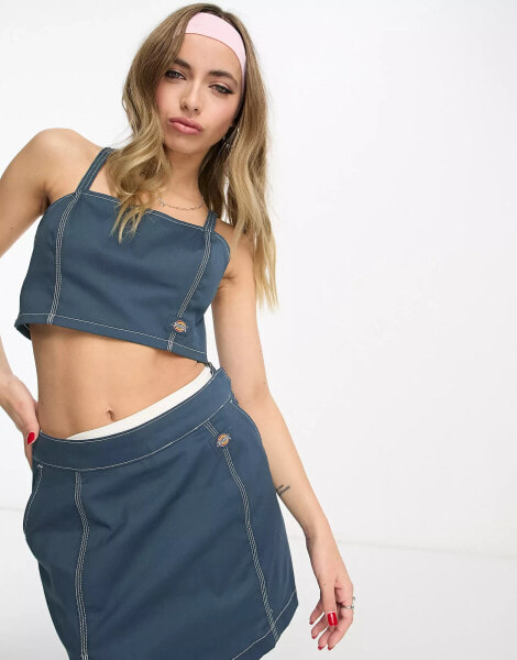 Dickies whitford bralette crop top in blue