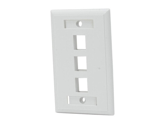 C2G 03412 3-Port Single Gang Multimedia Keystone Wall Plate - White