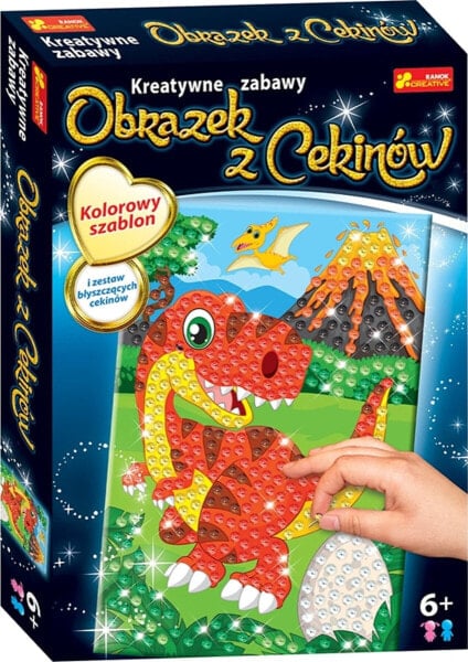 Ranok Cekinowy obrazek. Dinozaur Trex