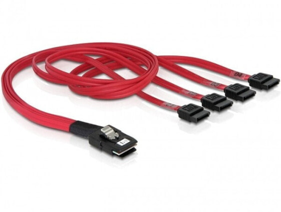 Delock Cable mini SAS 36pin to 4x SATA - Red - 0.5 m - SAS 36pin/4xSATA 7pin