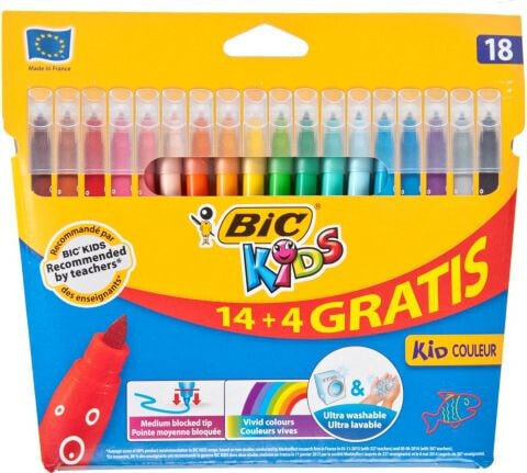 Bic FLAMASTRY BIC KIDS KID COULEUR PUDEŁKO 14+4 SZT - 841802