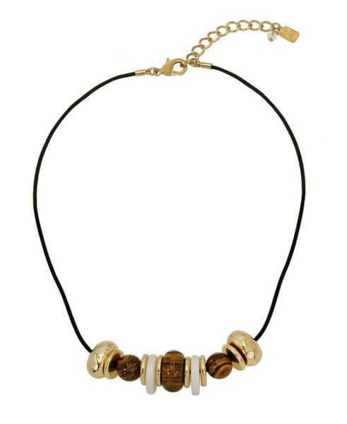 Tiger's Eye Mixed Beaded Leather Necklace