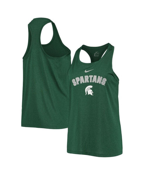 Women's Green Michigan State Spartans Arch and Logo Classic Performance Tank Top