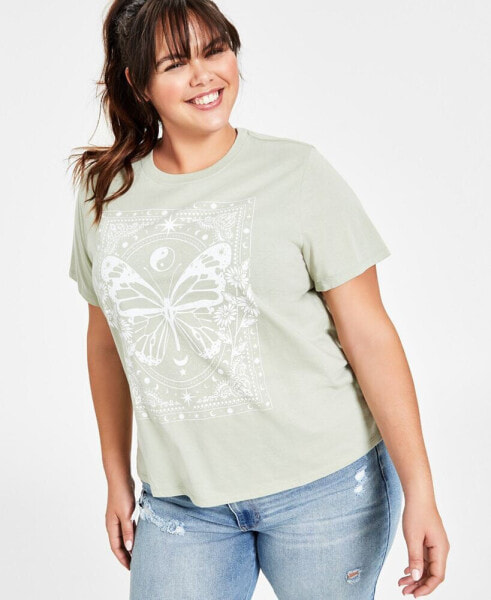 Trendy Plus Butterfly Outline Graphic Print T-Shirt