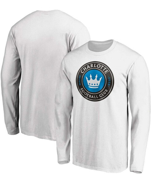 Men's White Charlotte FC Primary Logo Long Sleeve T-shirt