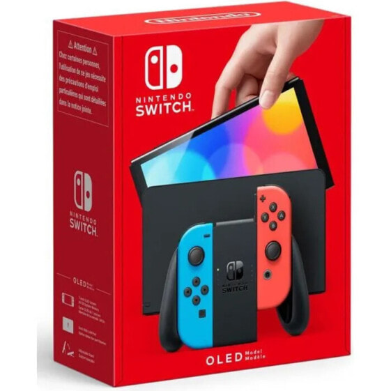 Nintendo Switch-Konsole (OLED-Modell) : Neue Version, intensive Farben, 7-Zoll-Bildschirm - mit einem neonfarbenen Joy-Con