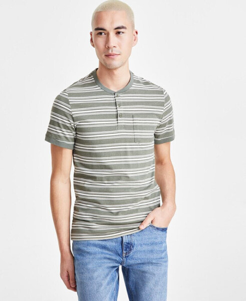 Men's Marco Short Sleeve Striped Henley, Created for Macy's