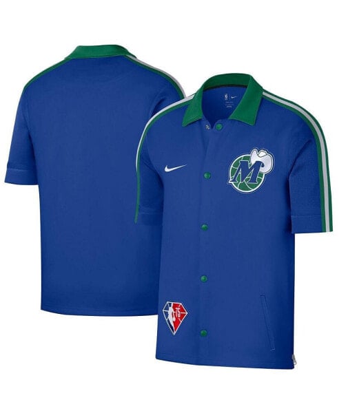 Men's Blue, Green Dallas Mavericks 2021/22 City Edition Therma Flex Showtime Short Sleeve Full-Snap Collar Jacket