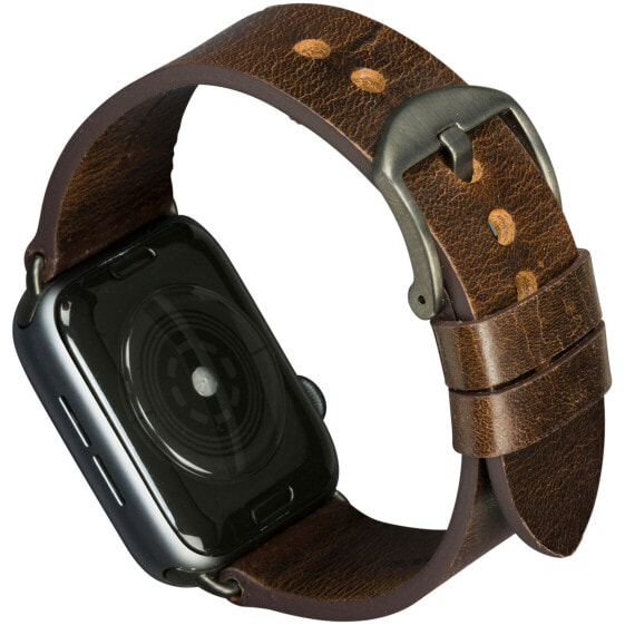 dbramante1928 Bornholm - Watch Strap 44mm - Dark Brown/Space Grey - Apple Watch 1-4 - Leather - Stainless steel - Metal - 35 mm - 7 mm
