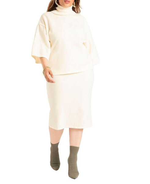Plus Size Midi Sweater Skirt - 14/16, Buttercream