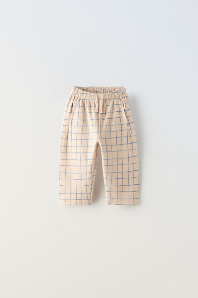 Checked plush trousers