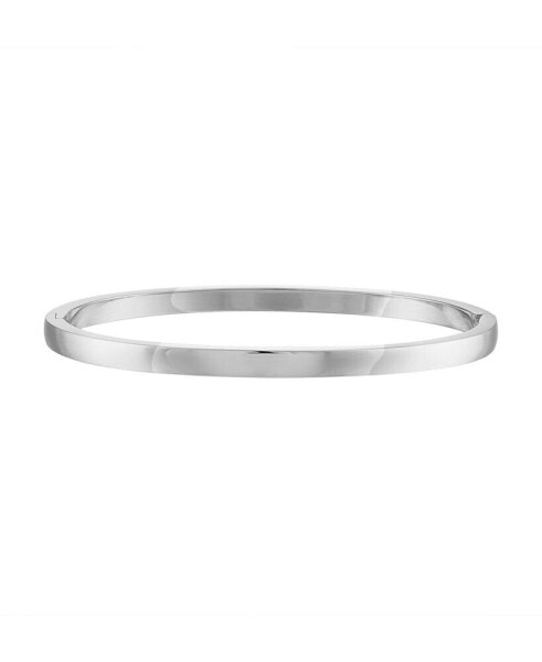 Silver-Tone Polished Non-Tarnish Simple Bangle Bracelet