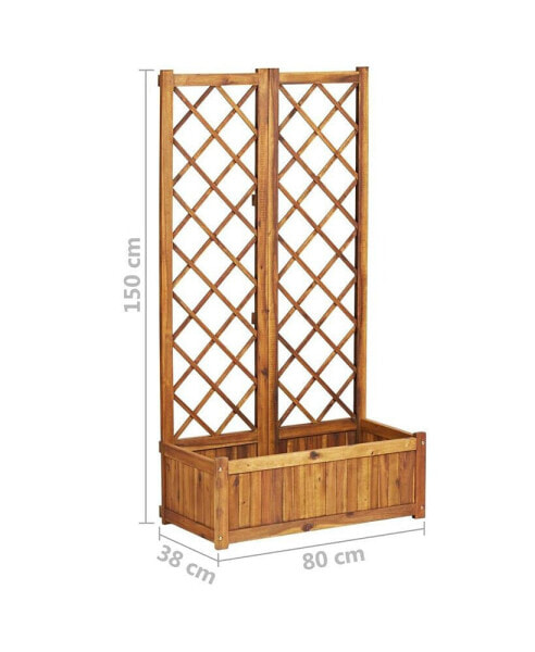 Raised Bed with Trellis 31.5"x15"x59.1" Solid Acacia Wood