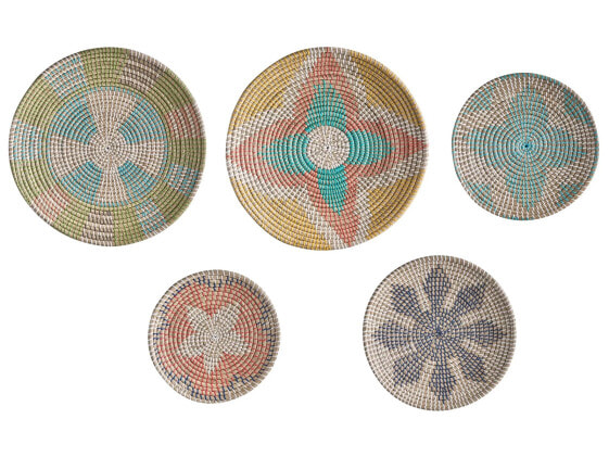 Декор и интерьер Beliani Набор из 5 круглых плетеных тарелок из морской травы SONLA
