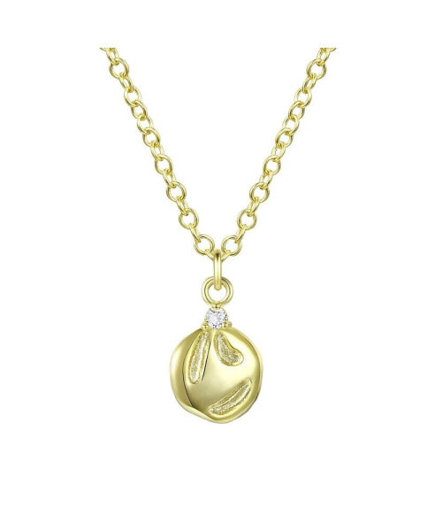 14K Gold Plated Cubic Zirconia Asymmetrical Pendant Necklace