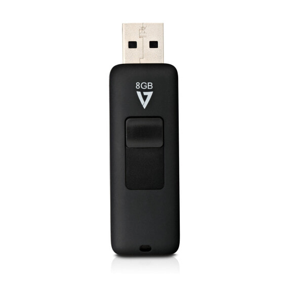 V7 VF28GAR-3E - 8 GB - USB Type-A - 2.0 - 12 MB/s - Slide - Black