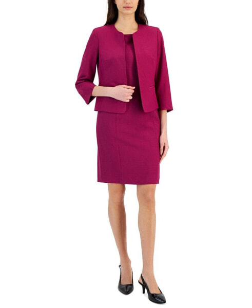 Women's Collarless Jacket & Sheath Dress Suit, Regular & Petite