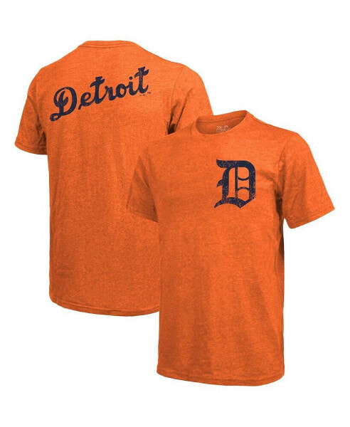 Men's Threads Orange Detroit Tigers Throwback Logo Tri-Blend T-shirt