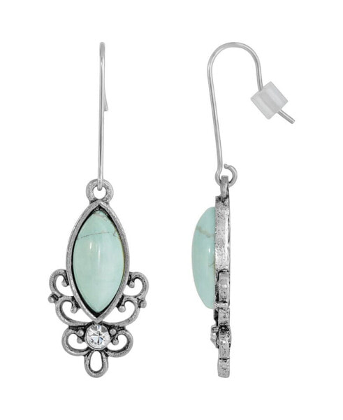 Sterling Silver Wire Genuine Stone Turquoise Dyed Howlite Earrings