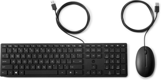 HP Wired Desktop 320MK Mouse and Keyboard - Full-size (100%) - USB - Mechanical - QWERTY - Black - Mouse included