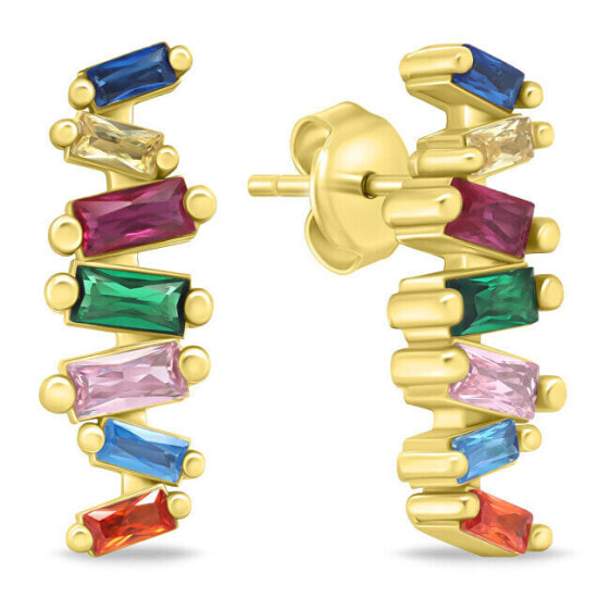 Gold-plated earrings with colored zircons EA1036YRBW