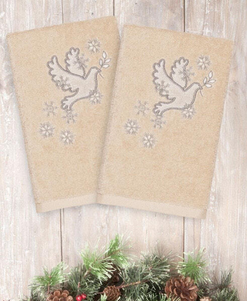 Christmas Dove 100% Turkish Cotton 2-Pc. Hand Towel Set
