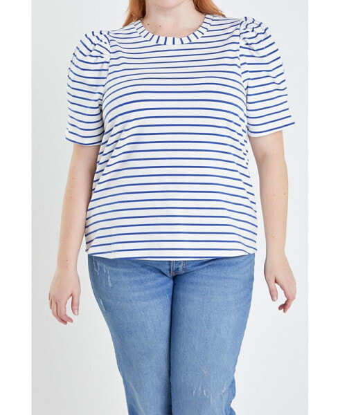 Women's Plus Size Stripe Women Knit Shirt