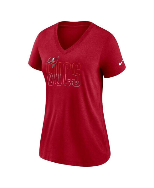 Women's Heathered Red Tampa Bay Buccaneers Lock Up Tri-Blend V-Neck T-shirt