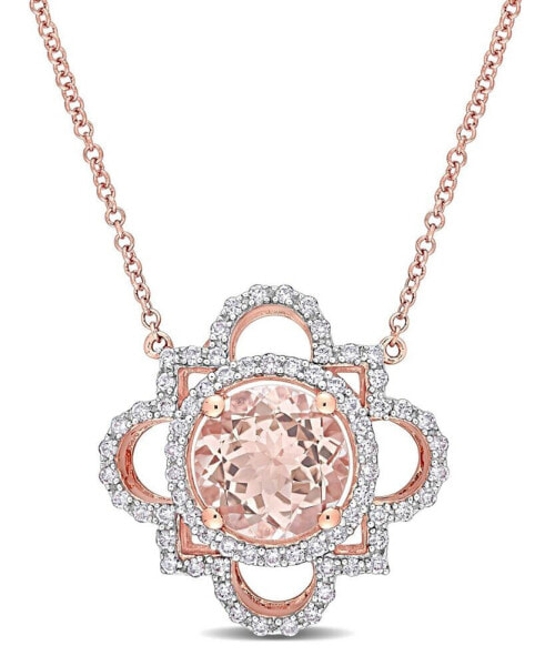 Morganite and Diamond Quatrefoil Necklace