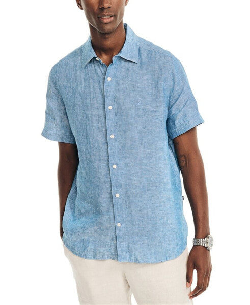 Men's Classic-Fit Solid Linen Short-Sleeve Shirt