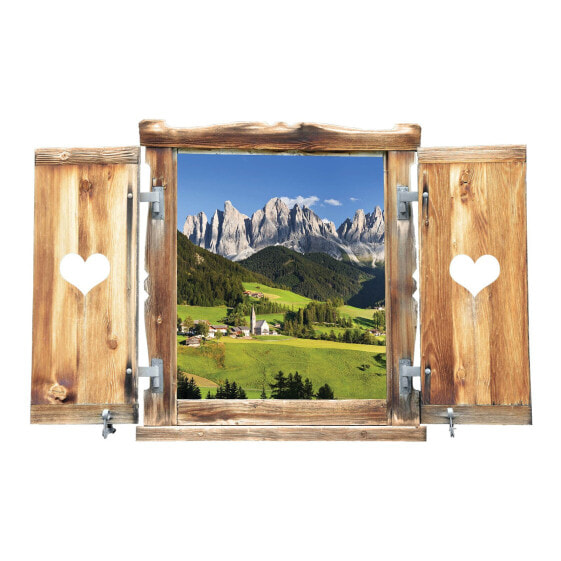 Fenster mit Herz Geislerspitzen Südtirol