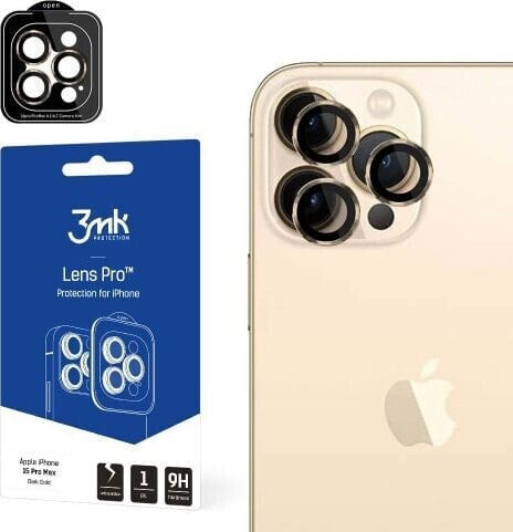 3MK Ochrona na obiektyw aparatu z ramką montażową Lens Protection Pro iPhone 15 Pro Max 6.7" ciemnozłoty/dark gold