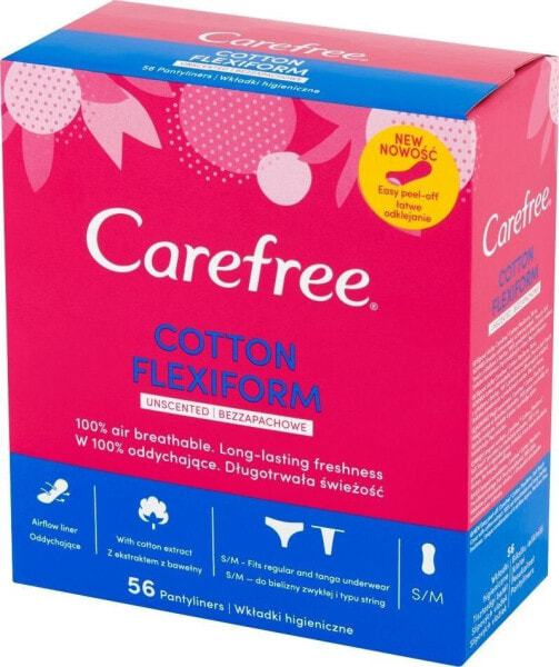 Carefree Carefree Cotton Flexiform Wkładki higieniczne Unscented-bezzapachowe 1op.-56szt