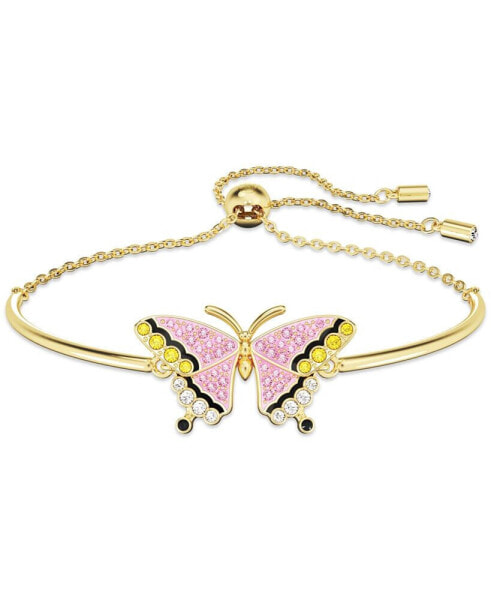 Gold-Tone Multicolor Pavé Butterfly Slider Bracelet