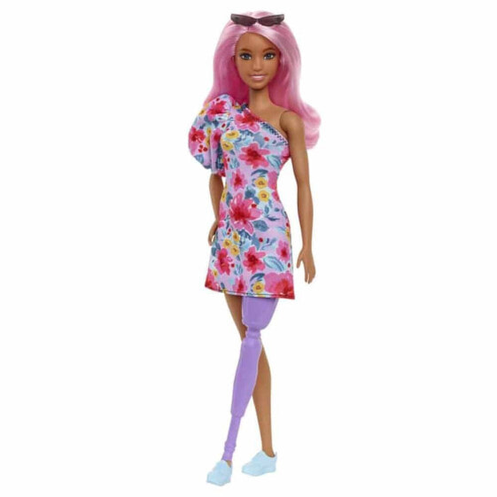 BARBIE Fashionista Floral Dress A Shoulder With Prosthetic Leg Doll