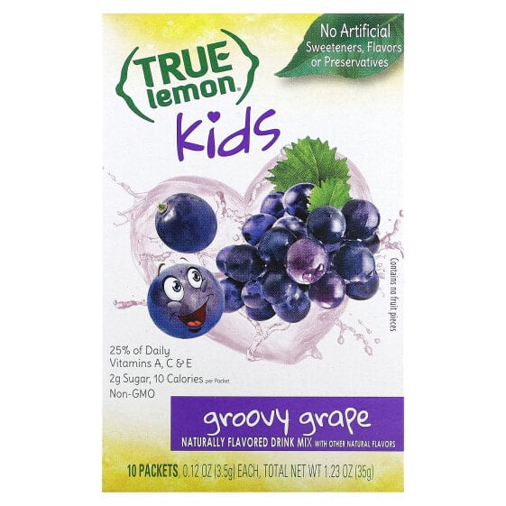 True Citrus, True Lemon, смесь для напитков для детей, отличный виноград, 10 пакетиков по 3,5 г (0,12 унции)