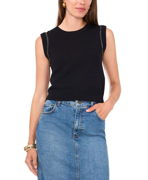 Women's Chain-Trim Sleeveless Sweater