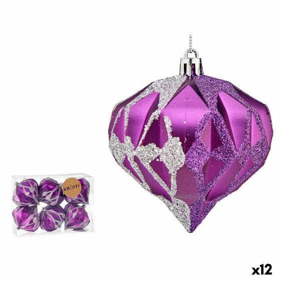 Елочные украшения Krist+ Набор новогодних шаров Бриллиант Фиолетовый Серебристый Пластик 8 x 9 x 8 см (12 штук)