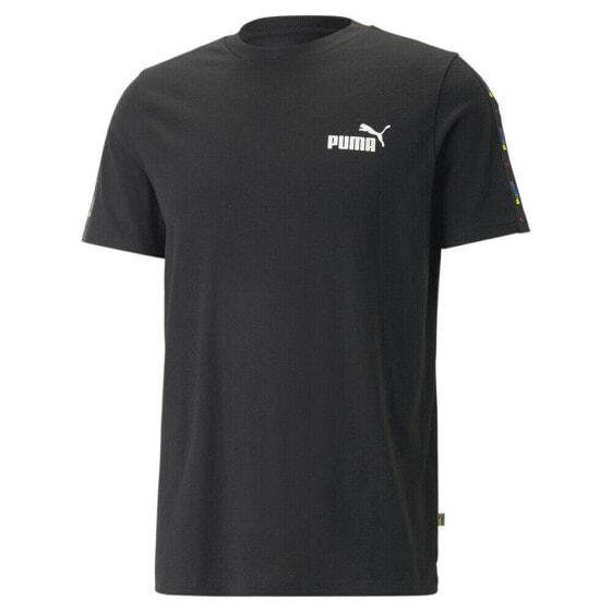 Puma Ess Tape Love Is Love Logo Crew Neck T-Shirt Mens Black Casual Tops 6733630