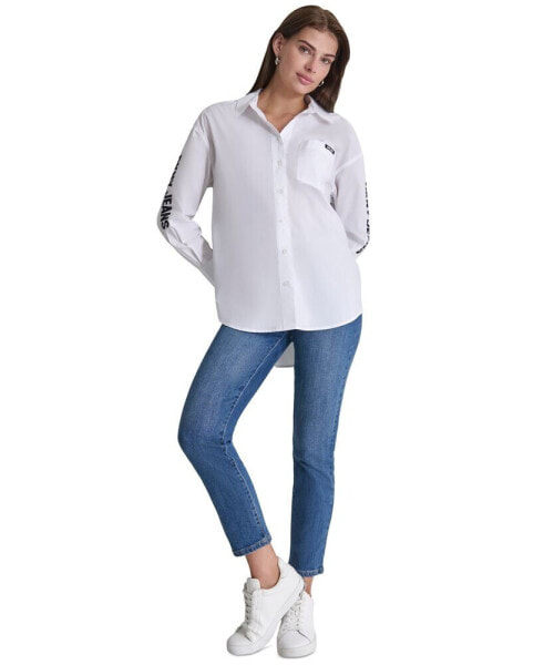 Women's Cotton Embroidered-Logo Shirt