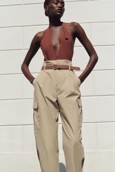 BELTED PAPERBAG CARGO TROUSERS