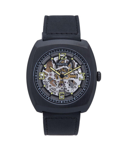 Часы и аксессуары Heritor Automatic мужские наручные часы Gatling Leather - черные, 44 мм