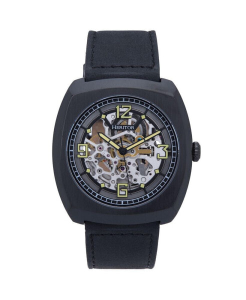 Men Gatling Leather Watch - Black, 44mm