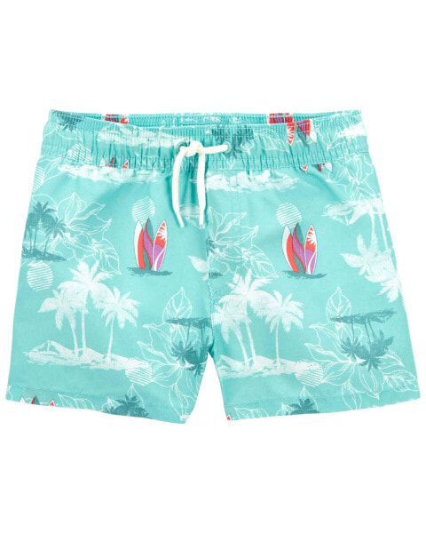 Toddler Beach Print Swim Trunks 2T